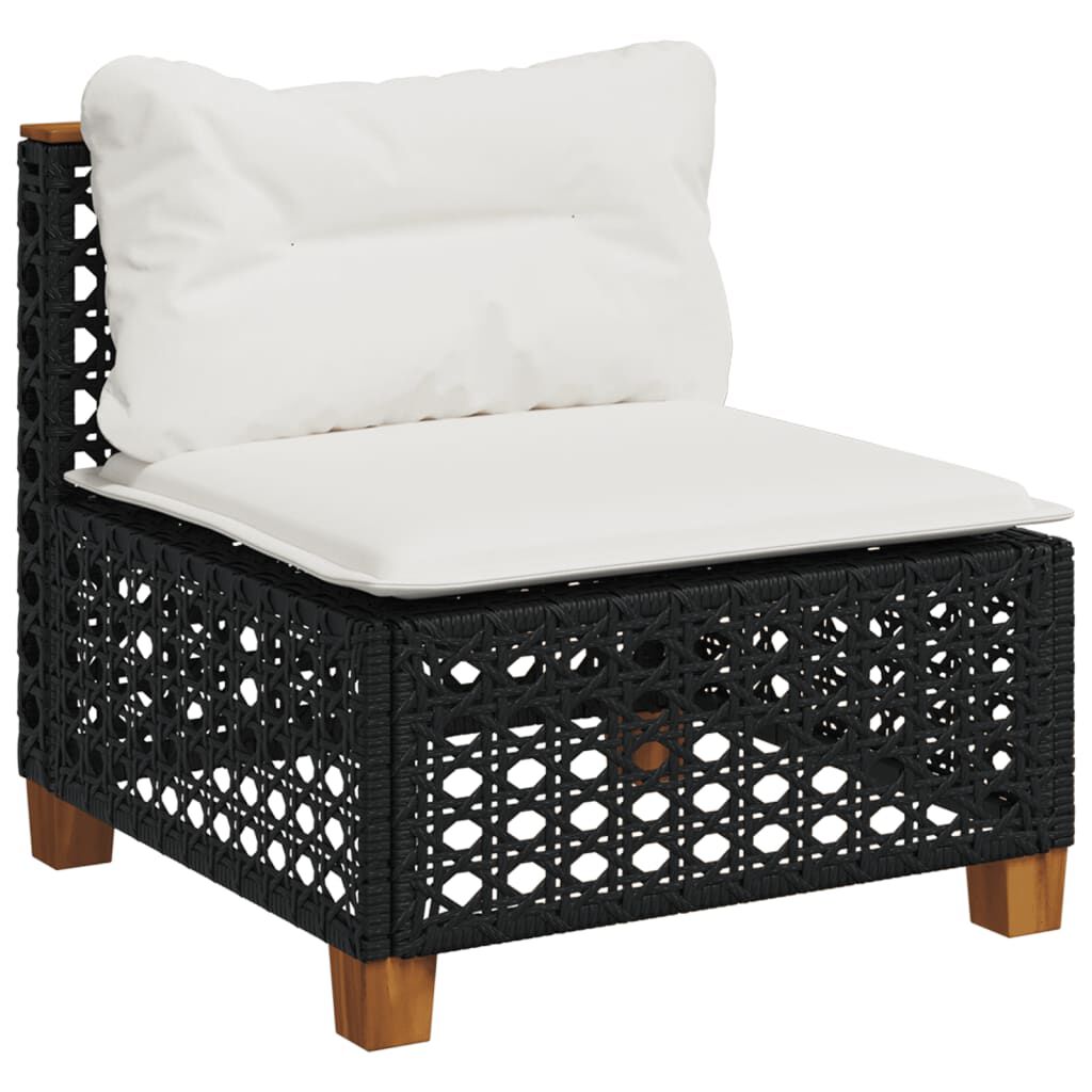 vidaXL 10 Piece Garden Sofa Set with Cushions Black Poly Rattan