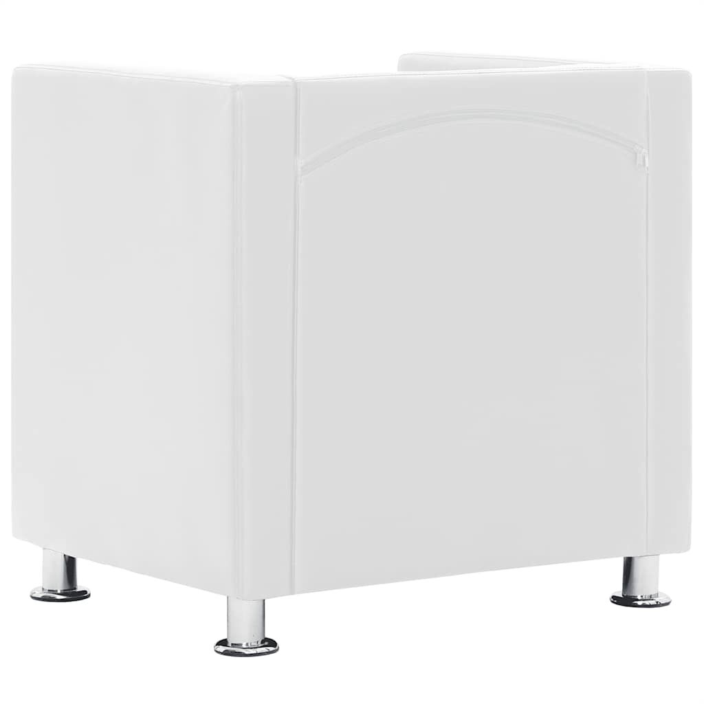 vidaXL Cube Armchair White Faux Leather