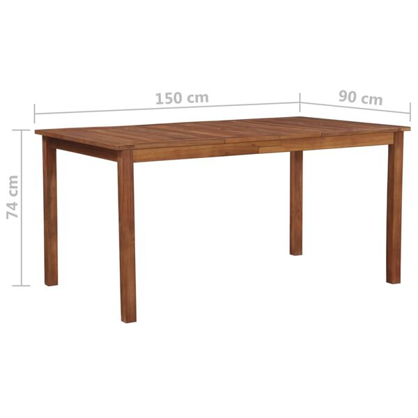 vidaXL Garden Table 150x90x74 cm Solid Acacia Wood
