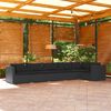 vidaXL 6 Piece Garden Lounge Set with Cushions Poly Rattan Black