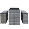 vidaXL 7 Piece Garden Bar Set with Cushions Poly Rattan Grey