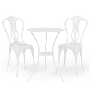 vidaXL 3 Piece Bistro Set Cast Aluminium White