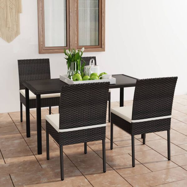 vidaXL 5 Piece Garden Dining Set Poly Rattan Black