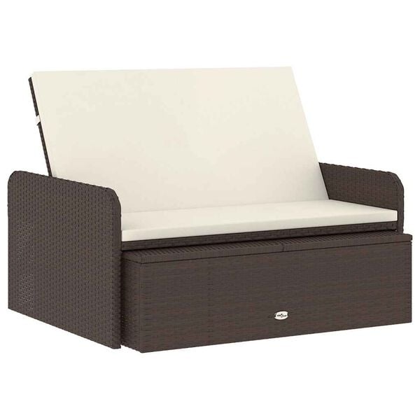 vidaXL 2 Piece Garden Lounge Set with Cushions Poly Rattan Brown