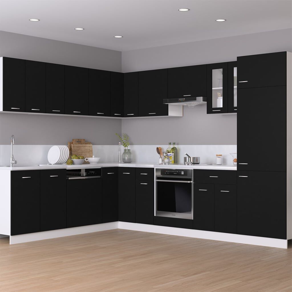 vidaXL Hanging Corner Cabinet Lyon Black 57x57x60 cm Engineered Wood