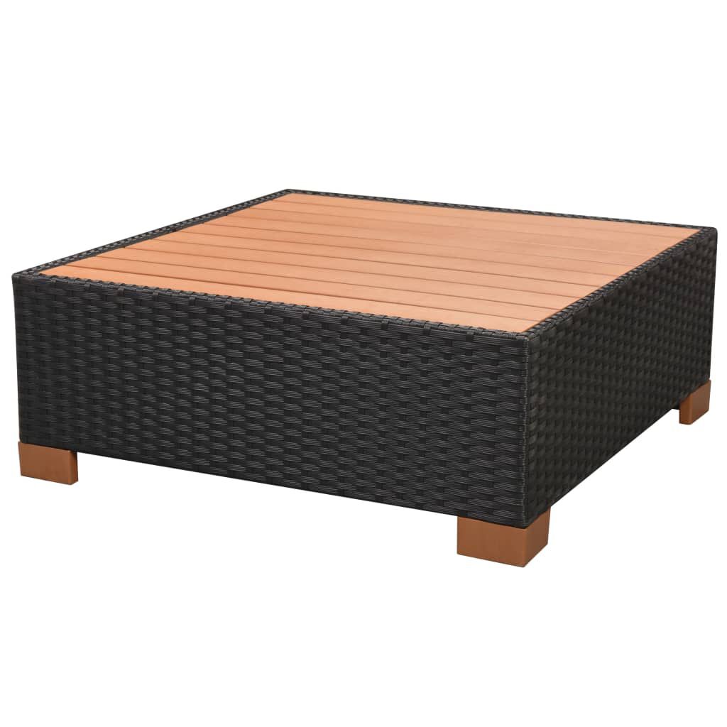 vidaXL 6 Piece Garden Lounge Set with Cushions Poly Rattan Black