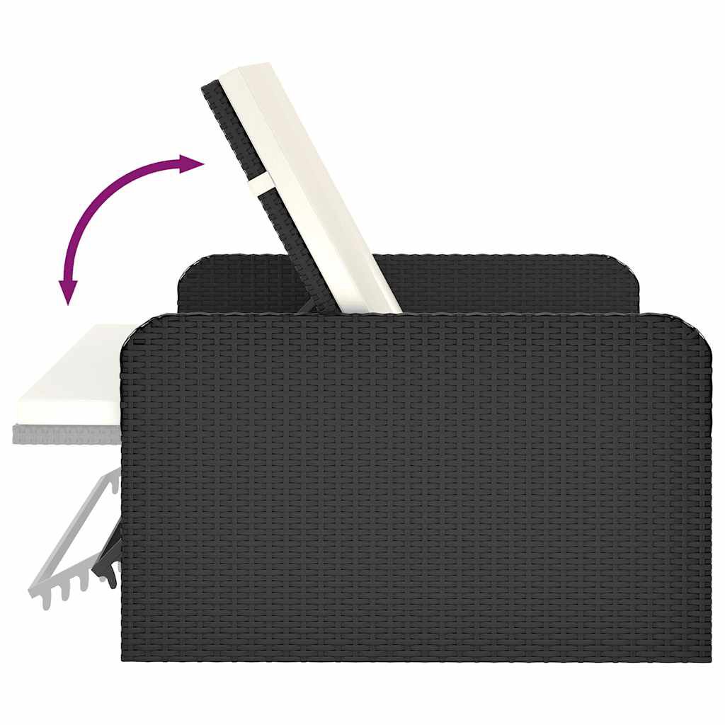 vidaXL 2 Piece Garden Lounge Set with Cushions Poly Rattan Black