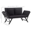 vidaXL Garden Bench with Cushions 176 cm Black Poly Rattan