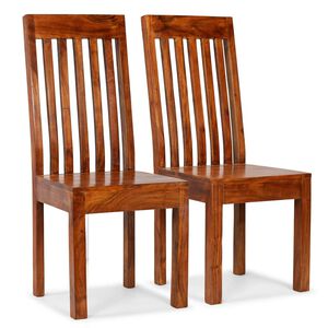 vidaXL Dining Chair | Set of 2 | Honey Brown | Solid Acacia wood | Standard Size