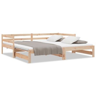 vidaXL Pull-out Day Bed without Mattress Solid Wood Pine 2x(90x200) cm