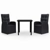 vidaXL 3 Piece Garden Dining Set with Cushions Black