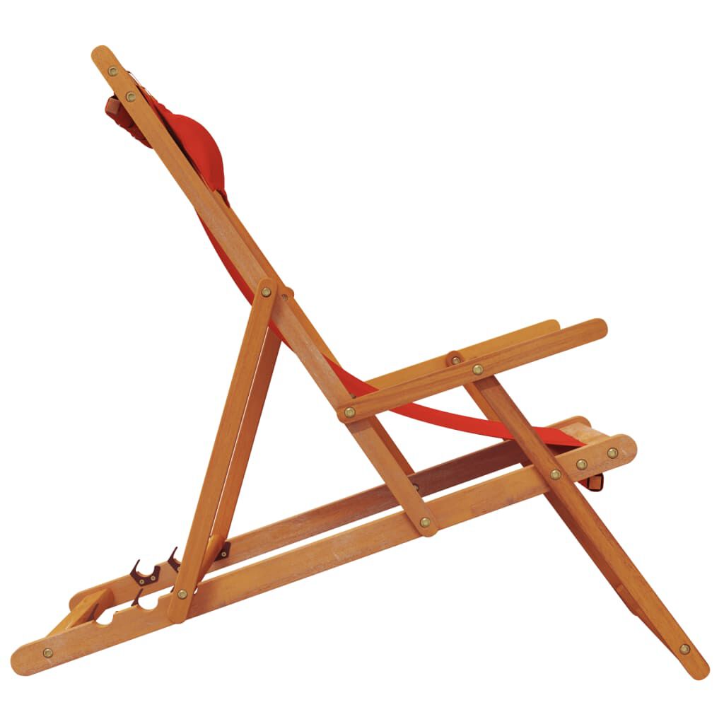 vidaXL Folding Beach Chairs 2 pcs Red Fabric