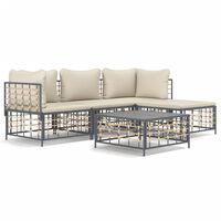 vidaXL 4 Piece Garden Lounge Set with Cushions Anthracite Poly Rattan,  vidaXL 4 Piece Garden Lounge Set with Cushions Anthracite Poly Rattan