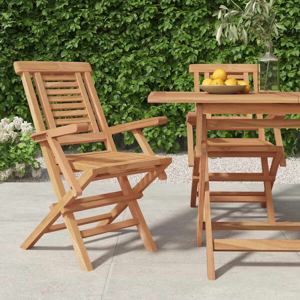 vidaXL Folding Garden Chairs 2 pcs 56x63x90 cm Solid Wood Teak