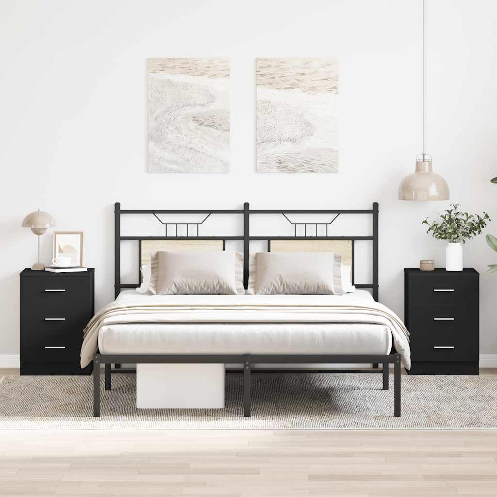 vidaXL Bedside Cabinets 2 pcs Black 38x35x56 cm Engineered Wood