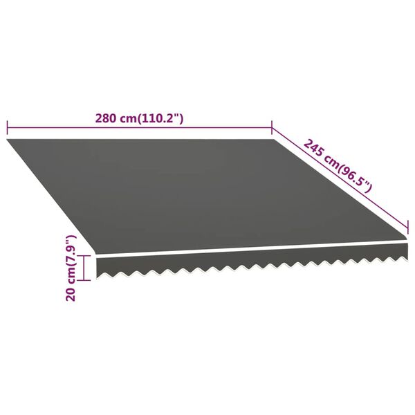 vidaXL Awning Top Sunshade Canvas Anthracite 300x250 cm