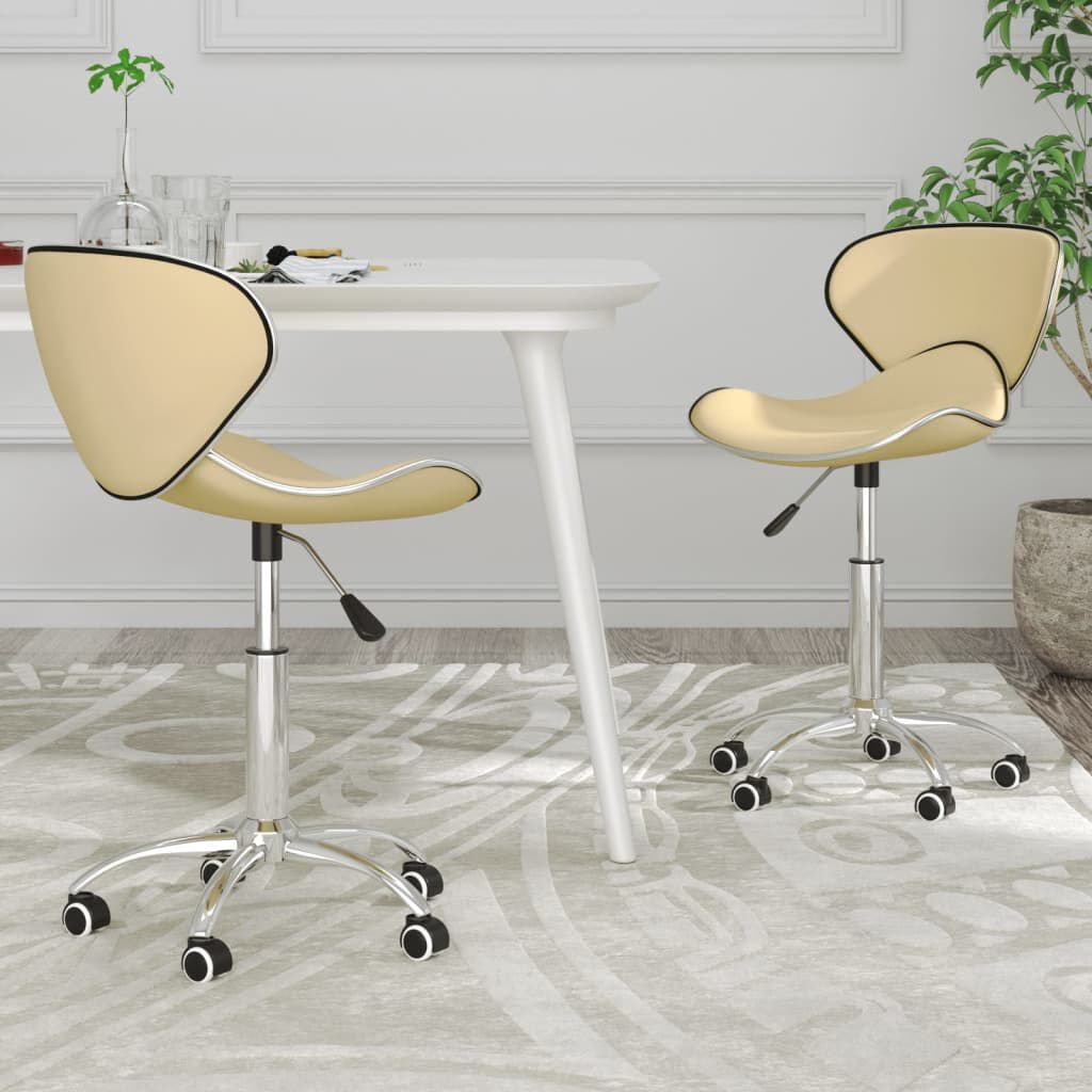 vidaXL Swivel Dining Chairs 2 pcs Cream Faux Leather
