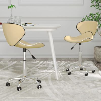 vidaXL Swivel Dining Chairs 2 pcs Cream Faux Leather, cream vidaXL Swivel Dining Chairs 2 pcs Cream Faux Leather
