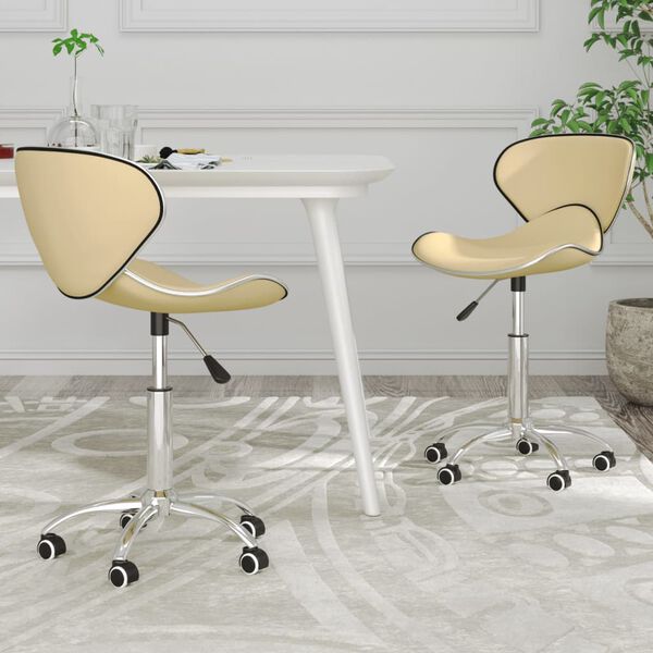 vidaXL Swivel Dining Chairs 2 pcs Cream Faux Leather