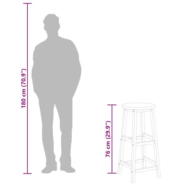 vidaXL Bar Chairs 2 pcs Solid Acacia Wood