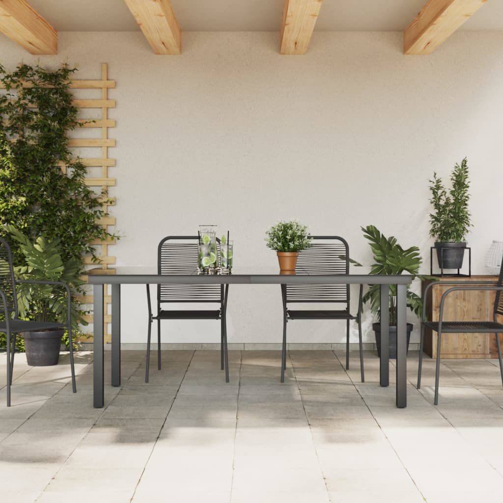 vidaXL Garden Table Black 190x90x74 cm Aluminium and Glass