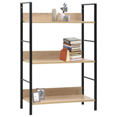 vidaXL 3-Layer Book Shelf Oak 60x27.6x90.5 cm Engineered Wood, oak and black vidaXL 3-Layer Book Shelf Oak 60x27.6x90.5 cm Engineered Wood