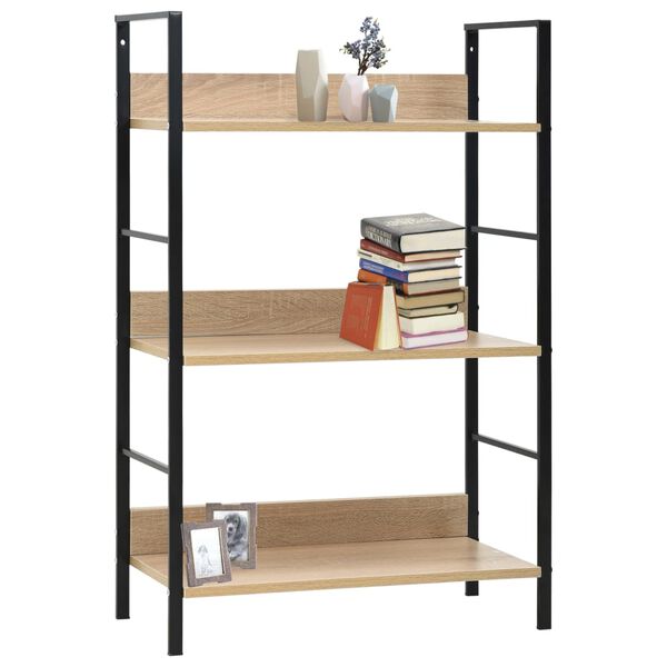 vidaXL 3-Layer Book Shelf Oak 60x27.6x90.5 cm Engineered Wood