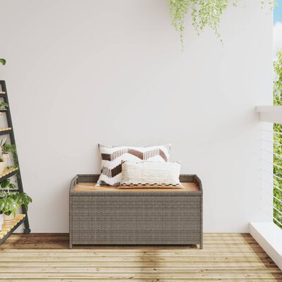 vidaXL Storage Bench Grey 100x50x52 cm Poly Rattan and Acacia Wood, grey vidaXL Storage Bench Grey 100x50x52 cm Poly Rattan and Acacia Wood
