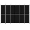 vidaXL 6-Panel Room Divider Black 300x200 cm Fabric