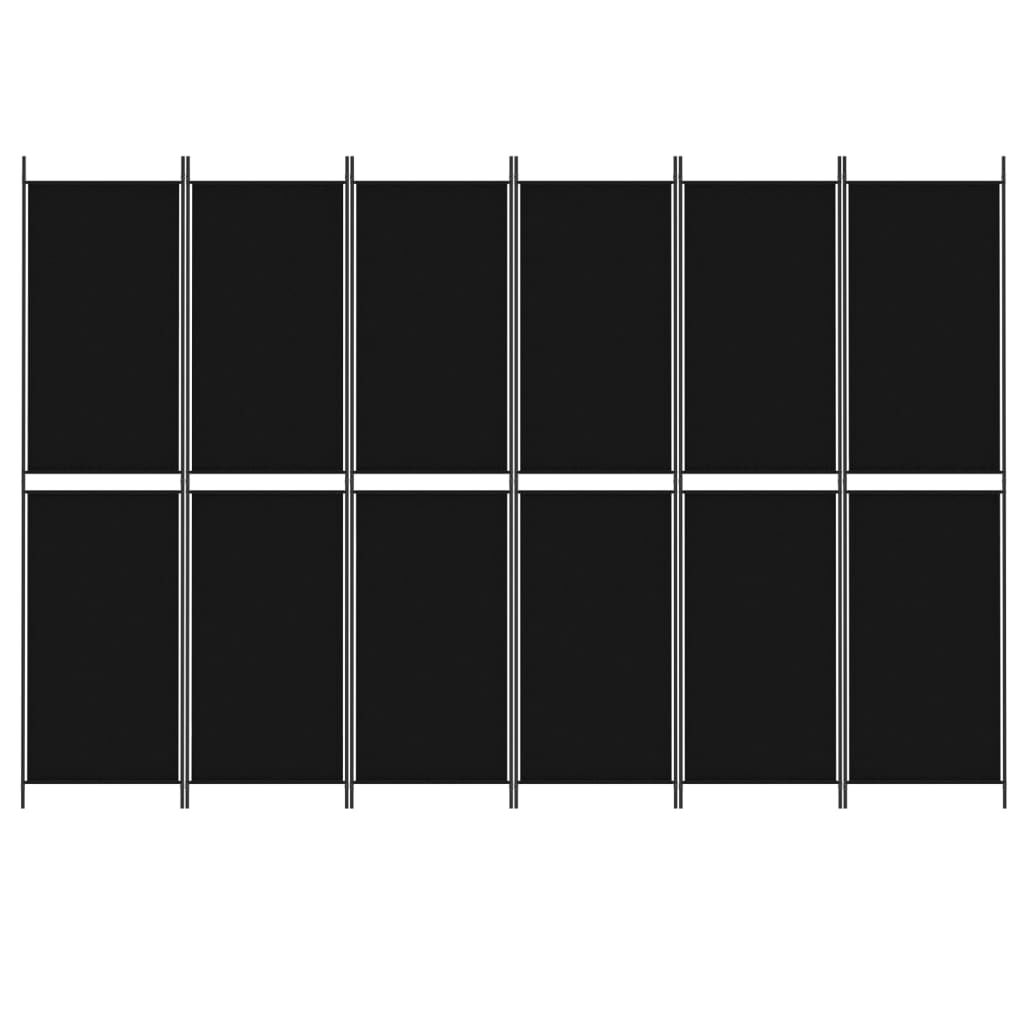 vidaXL 6-Panel Room Divider Black 300x200 cm Fabric