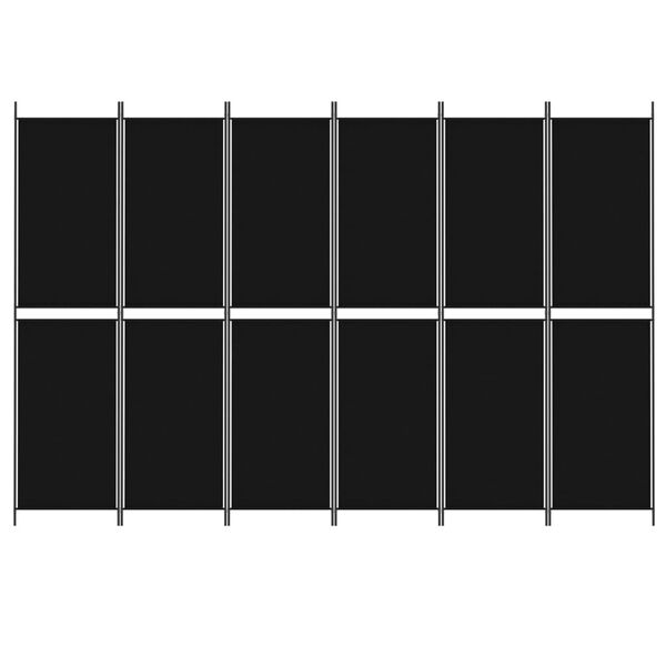 vidaXL 6-Panel Room Divider Black 300x200 cm Fabric