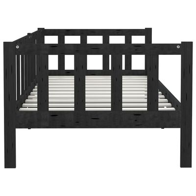 vidaXL Day Bed without Mattress Black Solid Wood Pine 90x200 cm