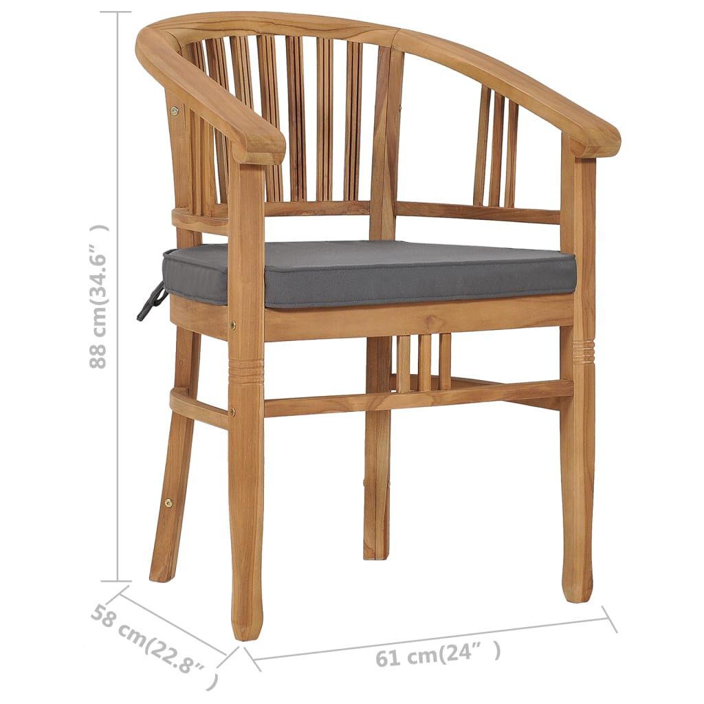vidaXL Garden Chairs with Cushions 2 pcs Solid Teak Wood