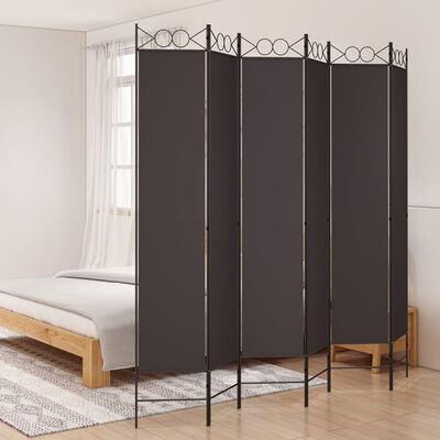 vidaXL 6-Panel Room Divider Brown 240x220 cm Fabric, brown vidaXL 6-Panel Room Divider Brown 240x220 cm Fabric