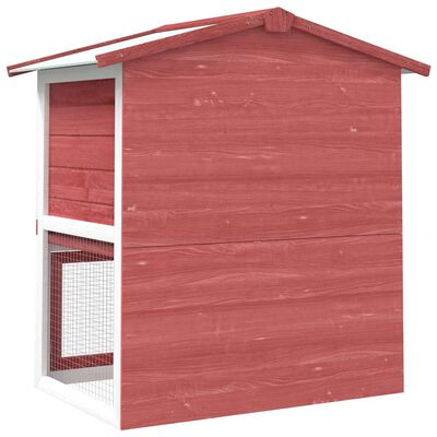 vidaXL Outdoor Rabbit Hutch 3 Doors Red Wood, red vidaXL Outdoor Rabbit Hutch 3 Doors Red Wood
