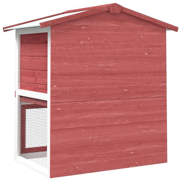vidaXL Outdoor Rabbit Hutch 3 Doors Red Wood