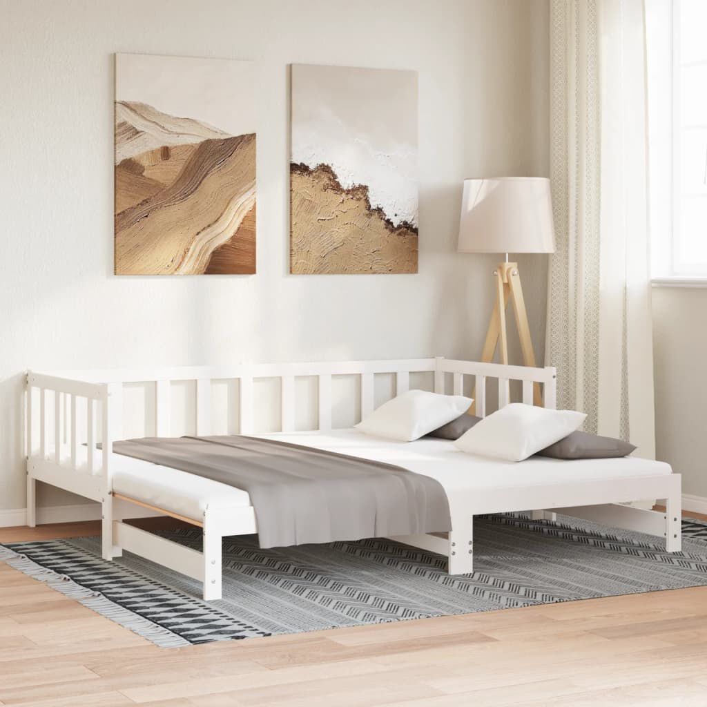 vidaXL Pull-out Day Bed without Mattress White 2x(90x200)cm