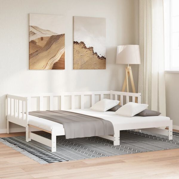 vidaXL Pull-out Day Bed without Mattress White 2x(90x200)cm