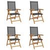 vidaXL Reclining Folding Chairs 4 pcs Black Poly Rattan and Solid Wood