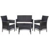 vidaXL Garden Sofa Set 7 Pieces Poly Rattan Black and Cream White