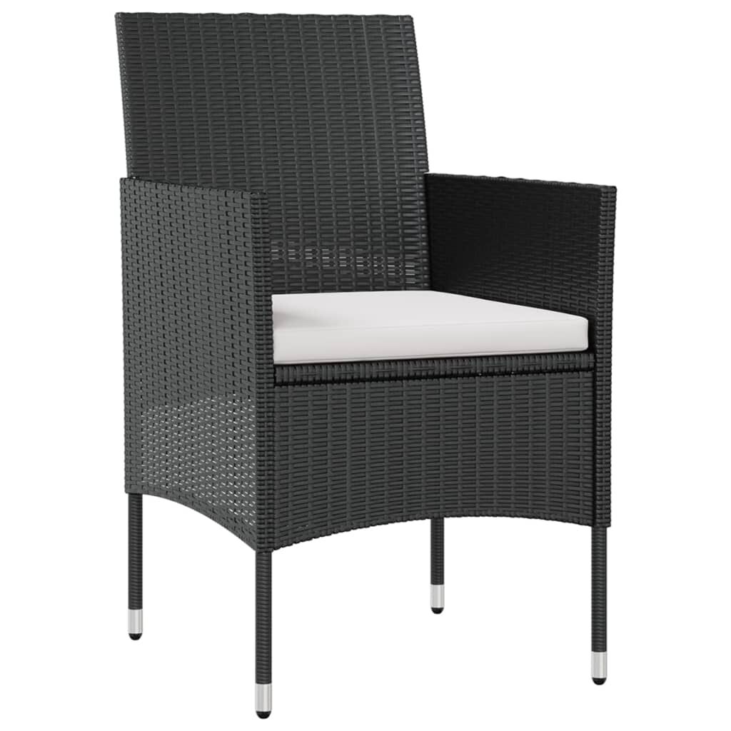 vidaXL 16 Piece Garden Lounge Set with Cushions Poly Rattan Black