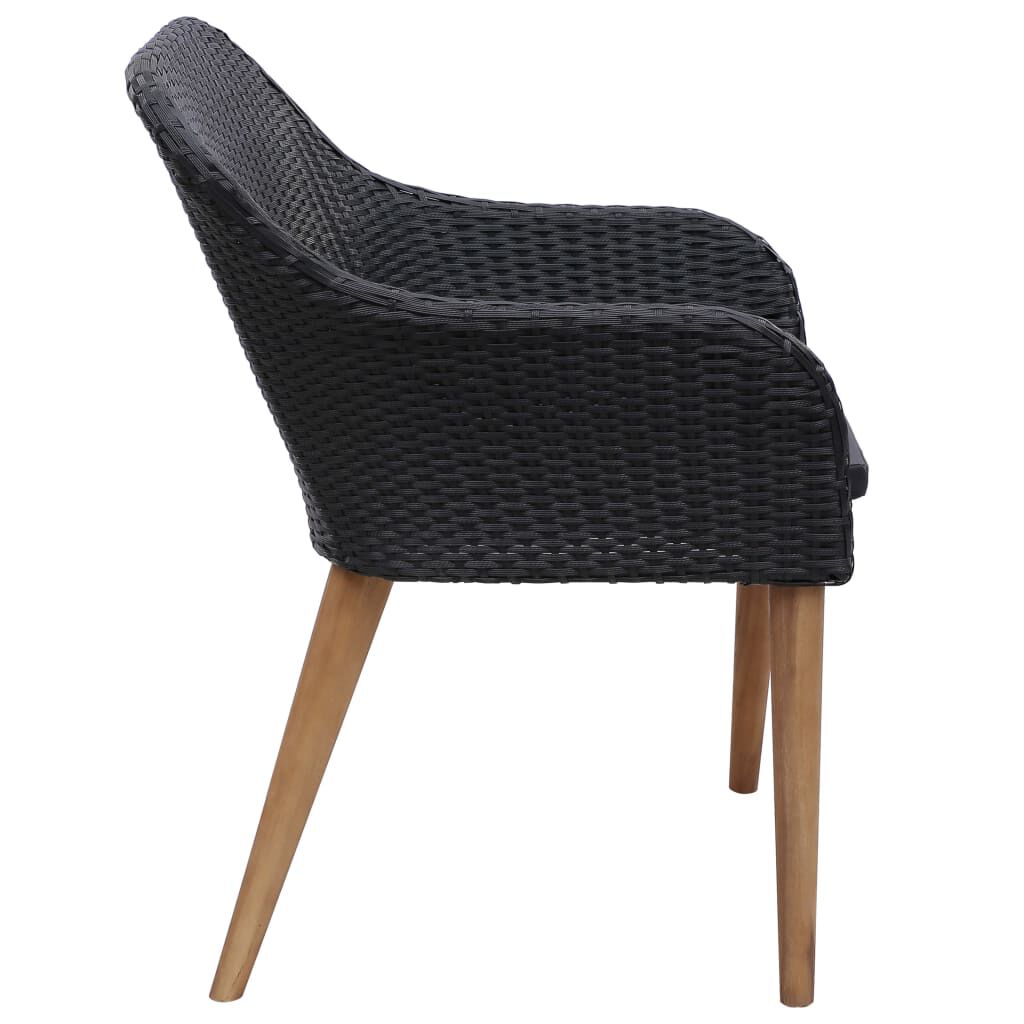 vidaXL Outdoor Chairs with Cushions 2 pcs Poly Rattan Black