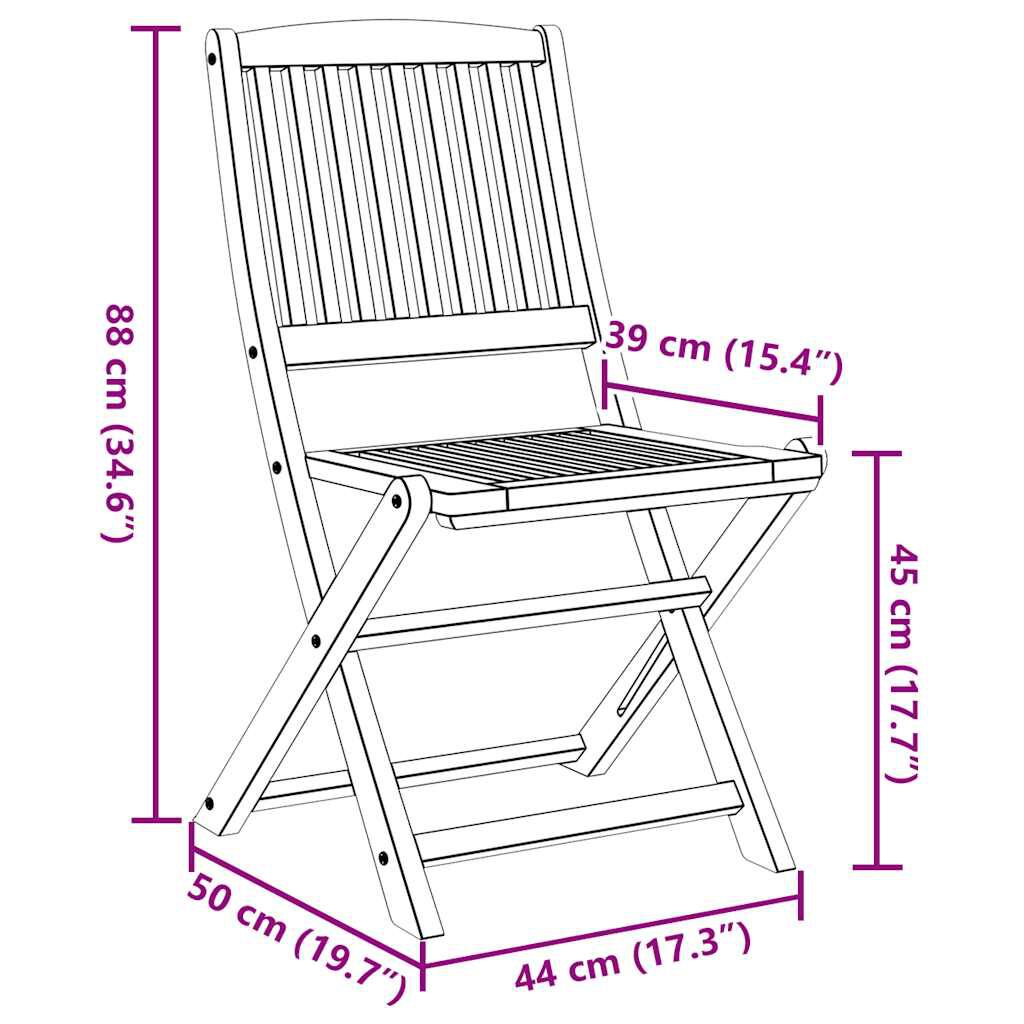 vidaXL Folding Outdoor Chairs 4 pcs Solid Acacia Wood
