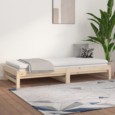 vidaXL Pull-out Day Bed without Mattress 2x(90x200) cm Solid Wood Pine, natural vidaXL Pull-out Day Bed without Mattress 2x(90x200) cm Solid Wood Pine