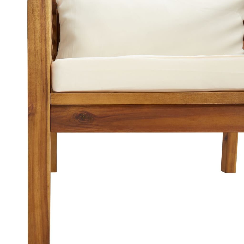 vidaXL 7 Piece Garden Lounge Set with Cream Cushion Solid Acacia Wood