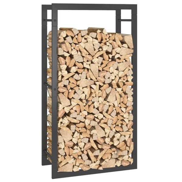 vidaXL Firewood Rack Matt Black 50x28x94 cm Steel