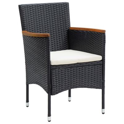 vidaXL 5 Piece Garden Dining Set with Cushions Poly Rattan Black, black and brown vidaXL 5 Piece Garden Dining Set with Cushions Poly Rattan Black