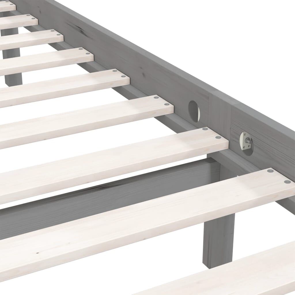vidaXL Bed Frame without Mattress Grey Solid Wood 140x200 cm