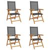 vidaXL Reclining Folding Chairs 4 pcs Black Poly Rattan and Solid Wood