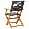 vidaXL Folding Garden Chairs 8 pcs Black Poly Rattan and Solid Wood